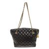 Image 1 : Chanel Black Lambskin Leather GHW Chain Tote Bag