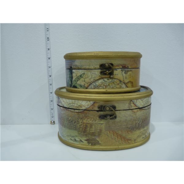 2 PCS VINTAGE DECORATIVE FELT-LINED ROUND CASE