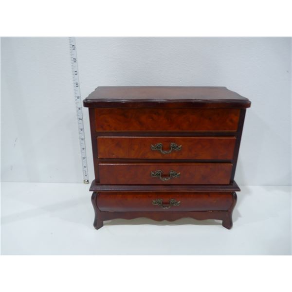 WALNUT JEWELRY BOX WITH VELVET INTERIOR