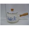 Image 1 : VINTAGE MID CENTURY FONDUE POT WITH WHITE AND BLUE DESIGN