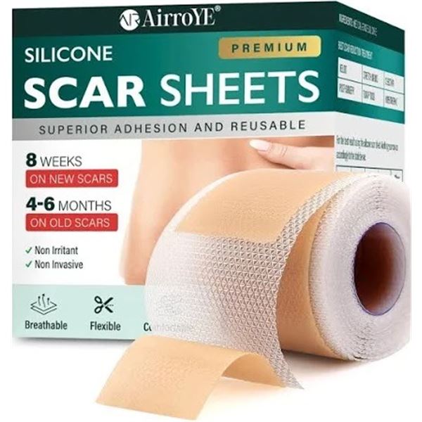 2 PCS SILICONE SCAR SHEETS 1.6 X 120 REUSABLE SILICONE SCAR STRIP FOR KELOID C-SECTION SCAR REMOVAL