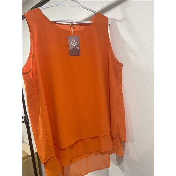 WOMENS CASUAL SUMMER CHIFFON SLEEVELESS BLOUSE TOPS LOOSE FLOWY DRESSY ORANGE SIZE XXL NEW