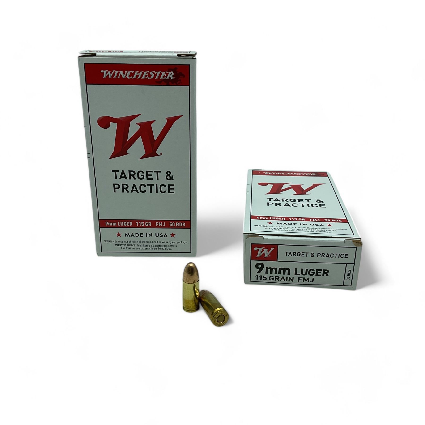 Win Target Winchester Target and Practice 9 mm Luger 115 Grain FMJ Ammunition, 100 ...