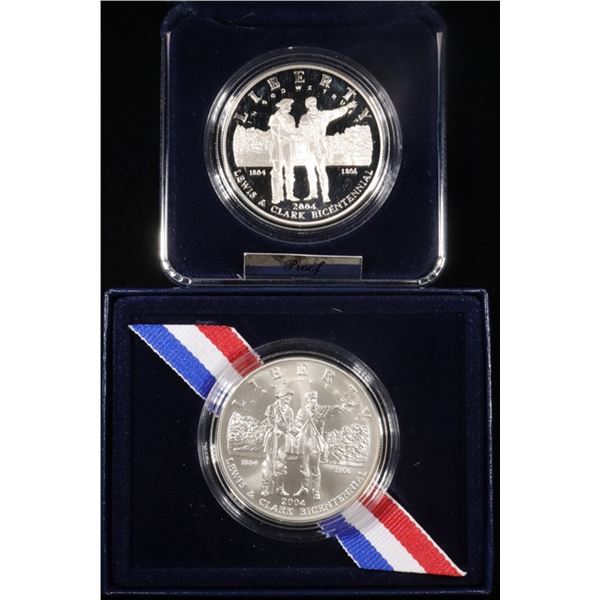 2004 LEWIS & CLARK SILV PR & UNC $1 COMMEMS OGP