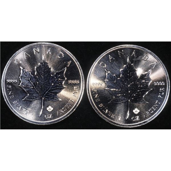 (2) 1 OZ .999 SILVER 2019 CANADIAN MAPLE ROUNDS