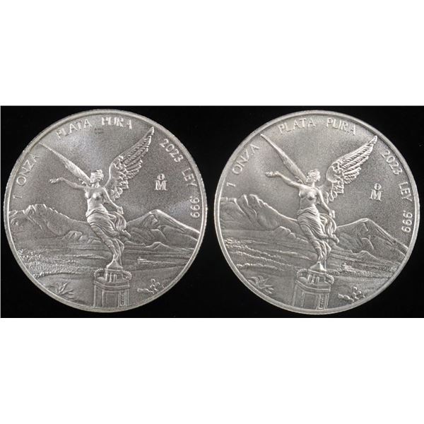 (2) 1 OZ .999 SILVER 2023 MEXICAN LIBERTAD ROUNDS