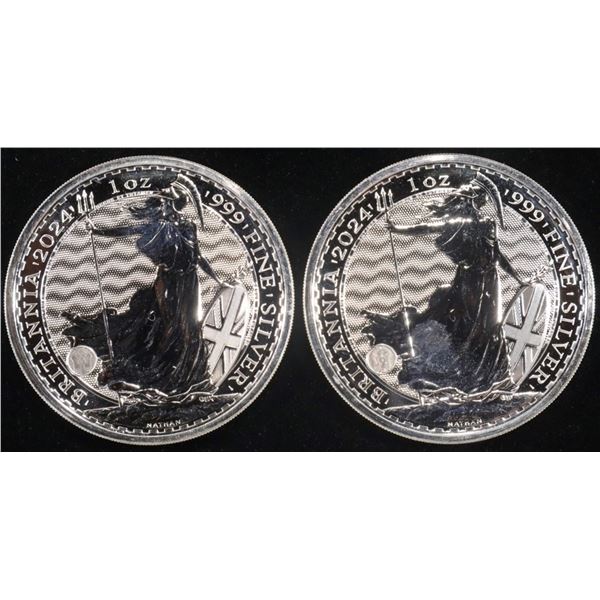 (2) 1 OZ .999 SILVER 2024 BRITANNIA ROUNDS
