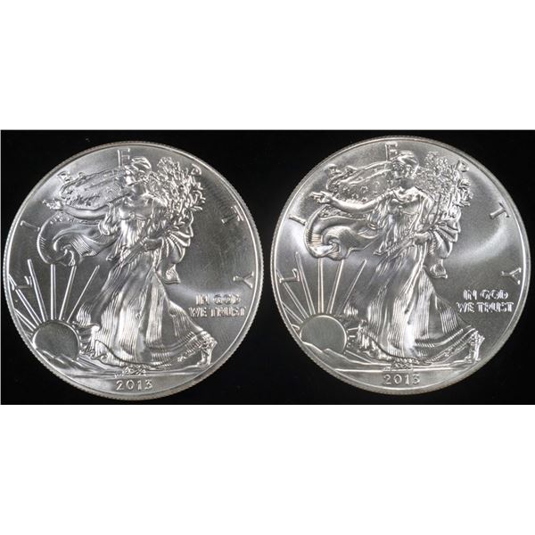 (2) 2013 AMERICAN SILVER EAGLES
