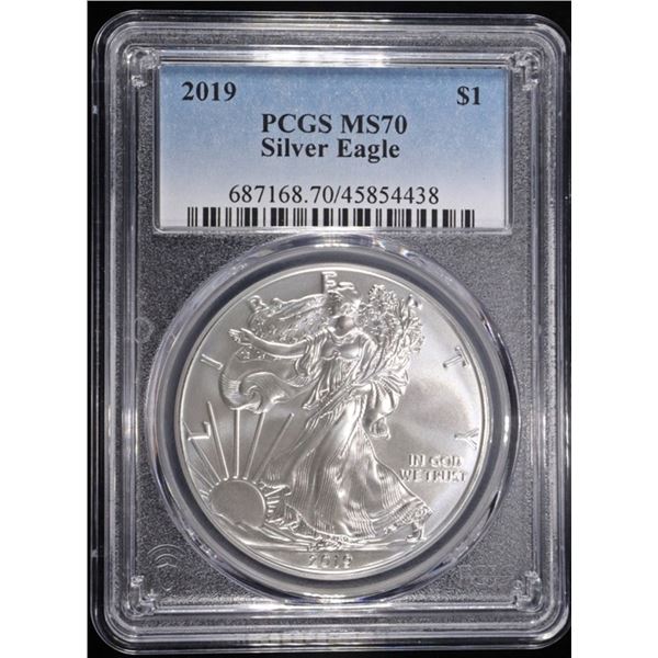 2019 AMERICAN SILVER EAGLE PCGS MS70