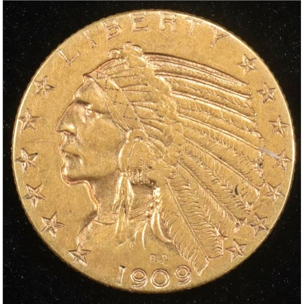 1909 $5 GOLD INDIAN XF