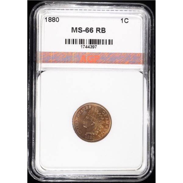 1880 INDIAN HEAD CENT AGP SUPERB GEM BU RB