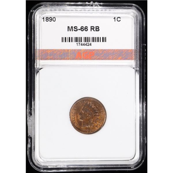 1890 INDIAN HEAD CENT AGP SUPERB GEM BU RB