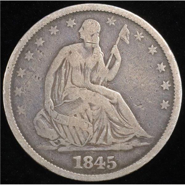 1845-O SEATED LIBERTY HALF DOLLAR VG/F