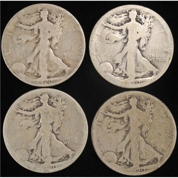 (4) 1920-S WALKING LIBERTY HALVES AG/G