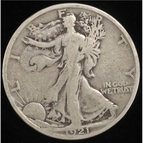 1921 WALKING LIBERTY HALF VG/F