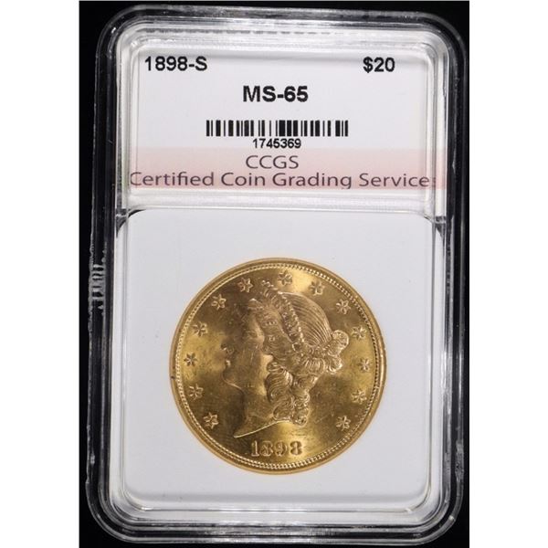 1898-S T-3 $20 GOLD LIBERTY CCGS GEM BU
