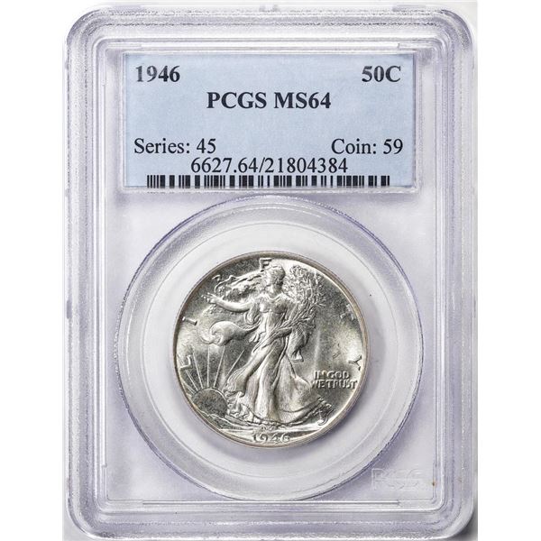 1946 Walking Liberty Half Dollar Coin PCGS MS64