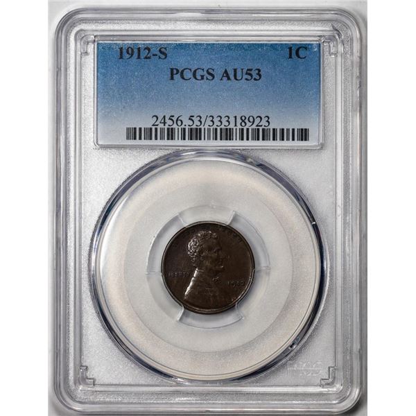 1912-S Lincoln Wheat Cent Coin PCGS AU53