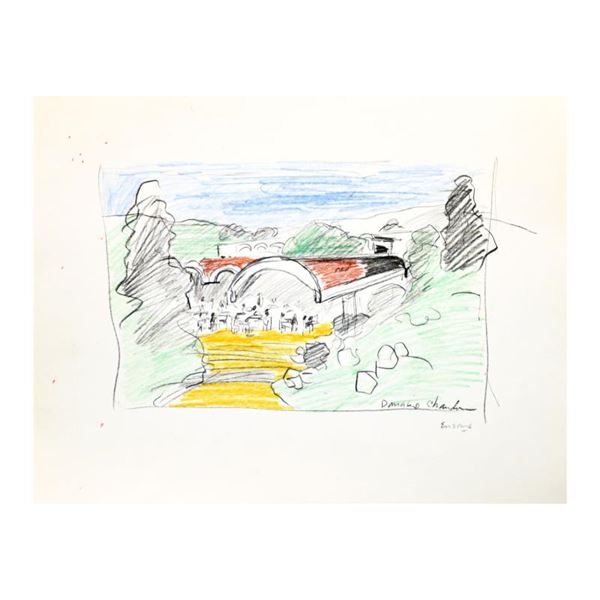 Wayne Ensrud "Domaine Chandon, Napa Valley" Original Pencil on Paper