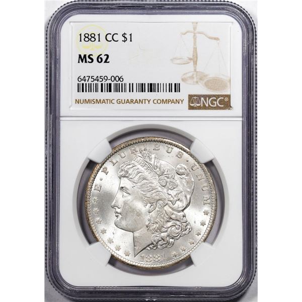 1881-CC $1 Morgan Silver Dollar Coin NGC MS62