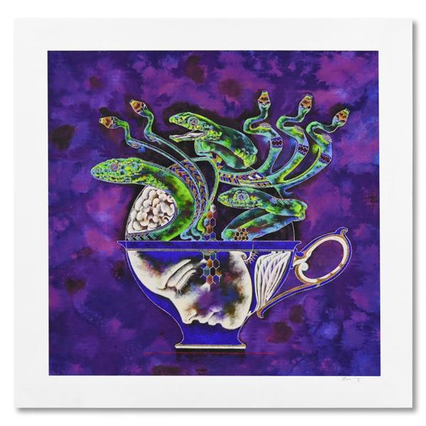 Lu Hong "Medusa In Tea Cup 1" Limited Edition Mixed Media On Rice Paper