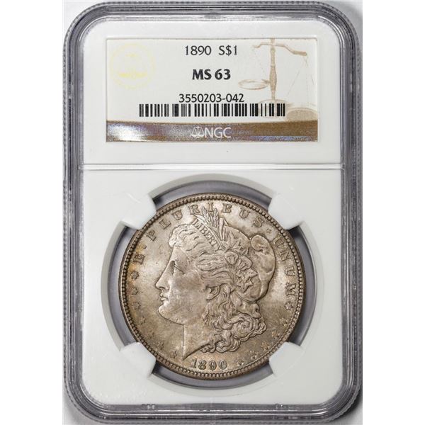 1890 $1 Morgan Silver Dollar Coin NGC MS63