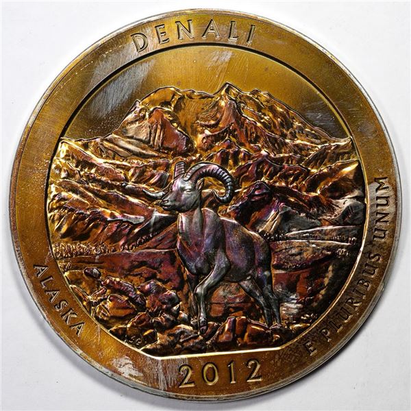 2011 5oz Silver America The Beautiful Denali Alaska Quarter Coin Amazing Toning