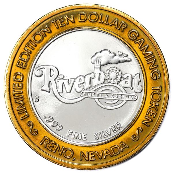 .999 Silver Riverboat Reno, Nevada $10 Casino Limited Edition Gaming Token
