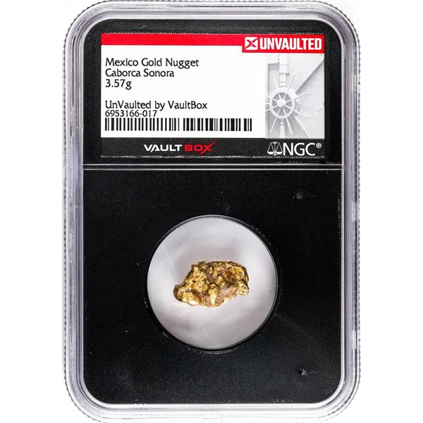 3.57 Gram Caborca Sonora Mexico Gold Nugget NGC Vaultbox Unvaulted
