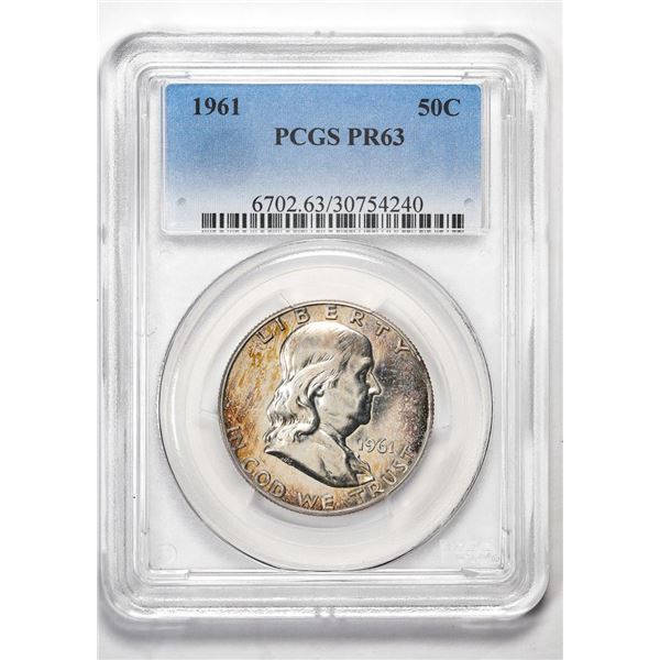 1961 Proof Franklin Half Dollar Coin PCGS PR63