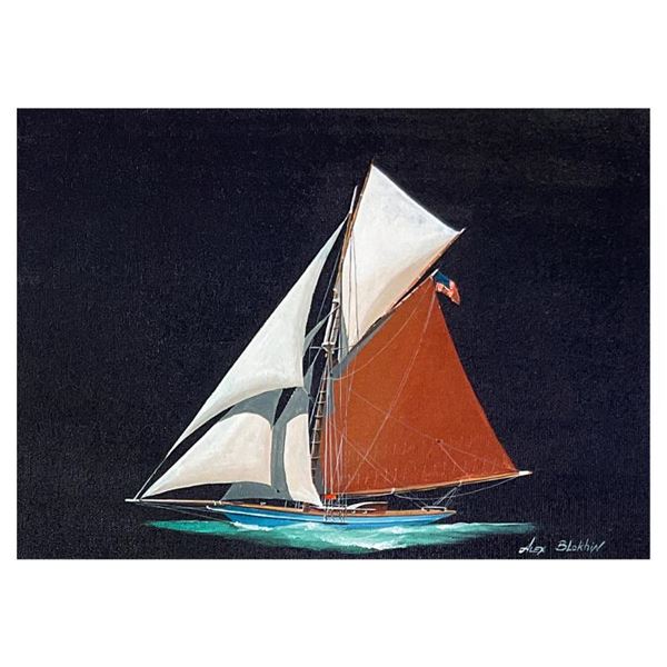Alex Blokhin "One Masted Yacht" Original Oil on Canvas