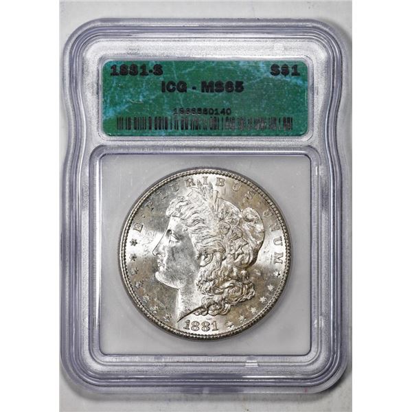 1881-S $1 Morgan Silver Dollar Coin ICG MS65