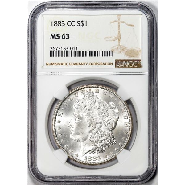1883-CC $1 Morgan Silver Dollar Coin NGC MS63 Nice Toning