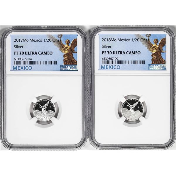 Lot of 2017-2018-Mo Mexico Proof 1/20 oz Silver Libertad Coins NGC PF70 Ultra Cameo