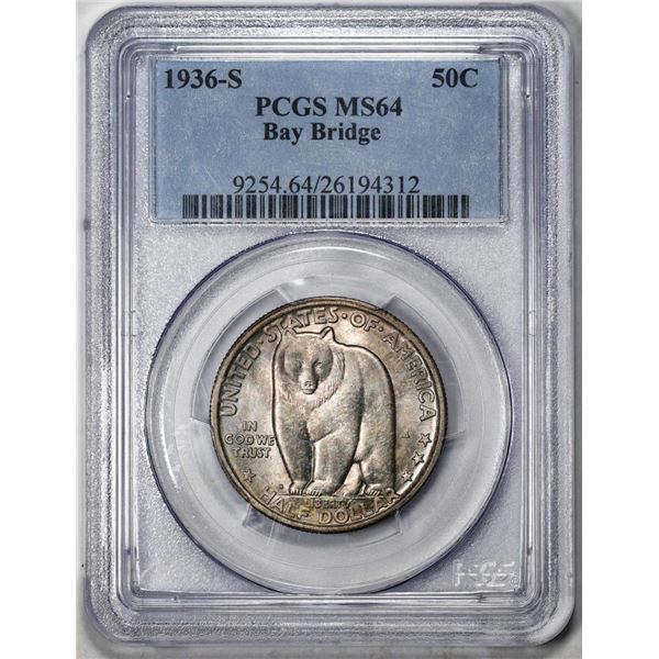 1936-S Oakland Bay Bridge Commemorative Half Dollar Coin PCGS MS64 Great Color