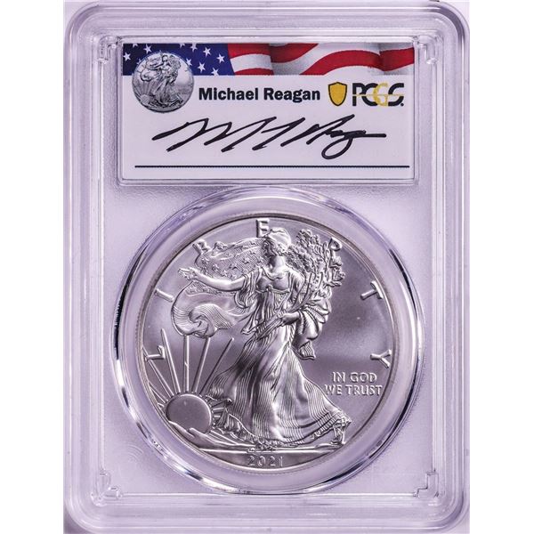 2021-(P) Ty.1 $1 American Silver Eagle Coin PCGS MS69 Reagan Signature First Day Issue