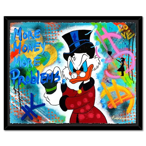 Nastya Rovenskaya "Counting Money" Original Mixed Media on Paper