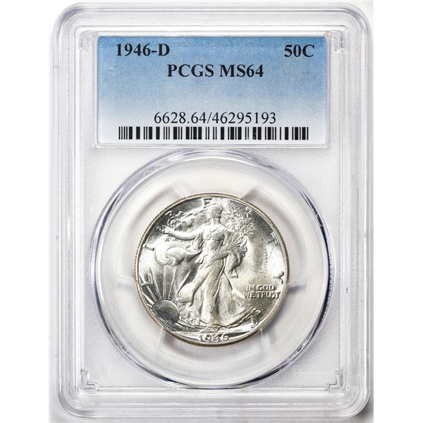 1946-D Walking Liberty Half Dollar Coin PCGS MS64