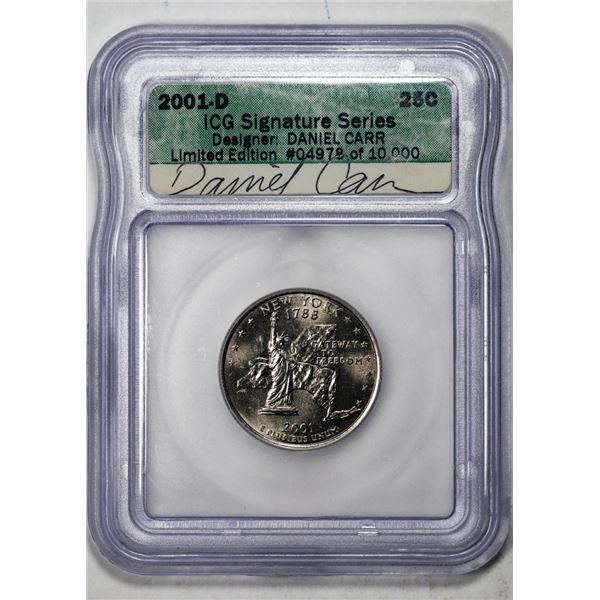 2001-D Washington Quarter Coin ICG Signature Series Daniel Carr