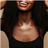 Image 4 : 14KT White Gold Turquoise and Diamond Heart Pendant with Chain
