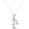 Image 2 : 14KT Tri-Color Gold 0.62 ctw Diamond Butterfly Pendant with Chain