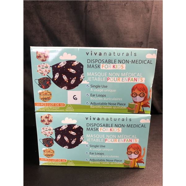 Lot of 2 Boxes of Disposable Non-Medical Masks for Kids - 50pcs per box - Brand New