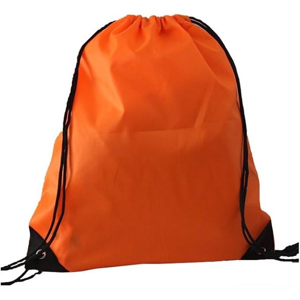 Lot of 1 Pack of Nylon Drawstring Bags/Gym Sport Bags - 10PCS - Orange - Brand New