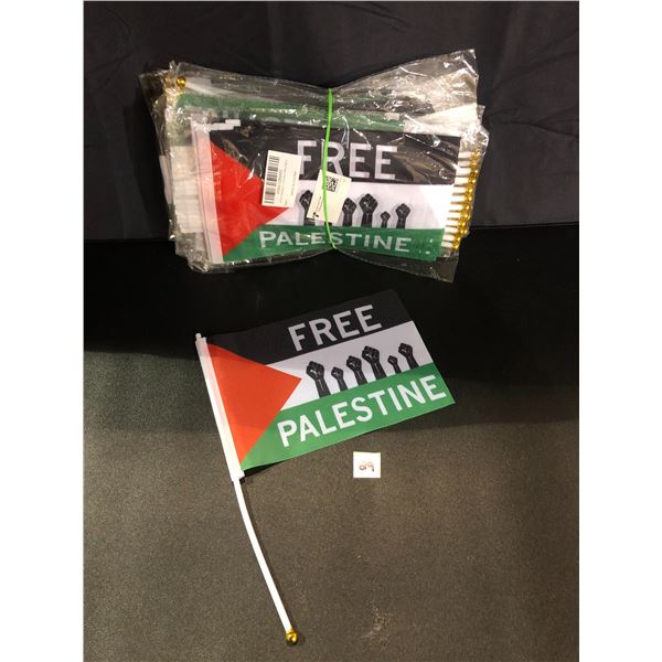 Lot of 10 Packs of Mini Handheld "Free Palestine" Flags - 10 Per Pack/100 Total - Brand New