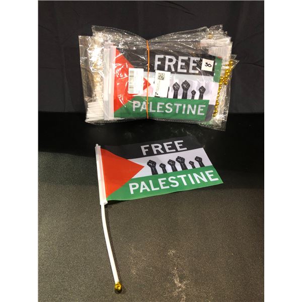 Lot of 10 Packs of Mini Handheld "Free Palestine" Flags - 10 Per Pack/100 Total - Brand New