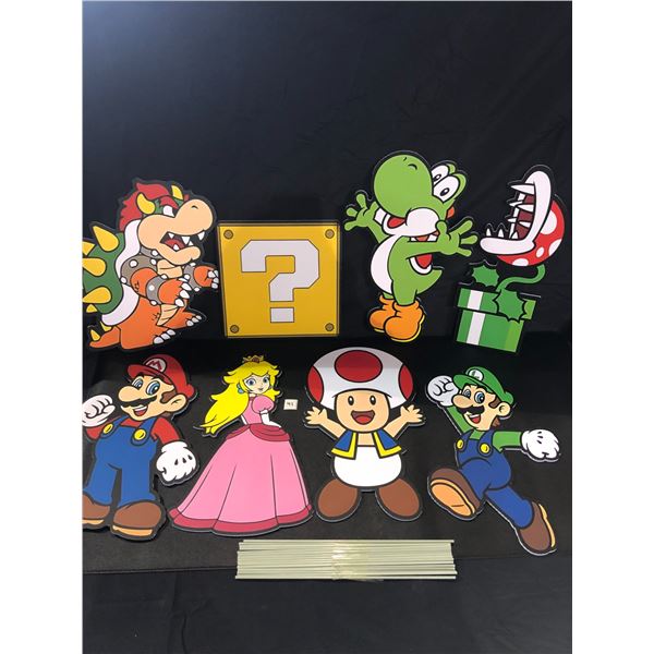 Lot of 2 Packs of Super Mario Lawn Signs/Decorations for Parties - Brand New!