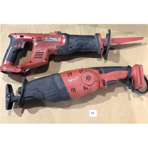 Lot of 2 Milwaukee Sawzalls - Used - As Is - No Batteries
