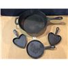 Image 1 : Lot of 4 Heavy-Duty Cast Iron Frying Pans - Used