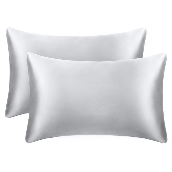 Lot of 4 Packs of Satin Pillowcases - Great for Skin/Hair - Grey - Brand New!