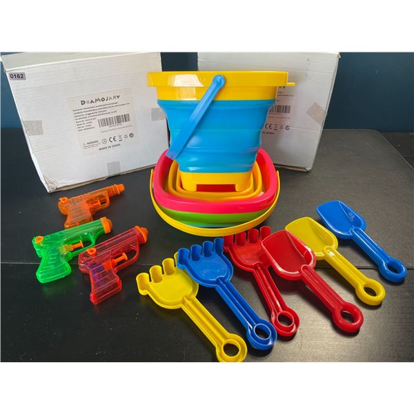 Lot of 2 Kids Foldable Silicone Bucket/Shovel Outdoor Play Sets - 3 Per Box/6 Total - Brand New!